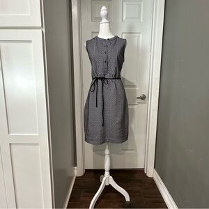 Ann Taylor Black and White Patterned Midi Dress